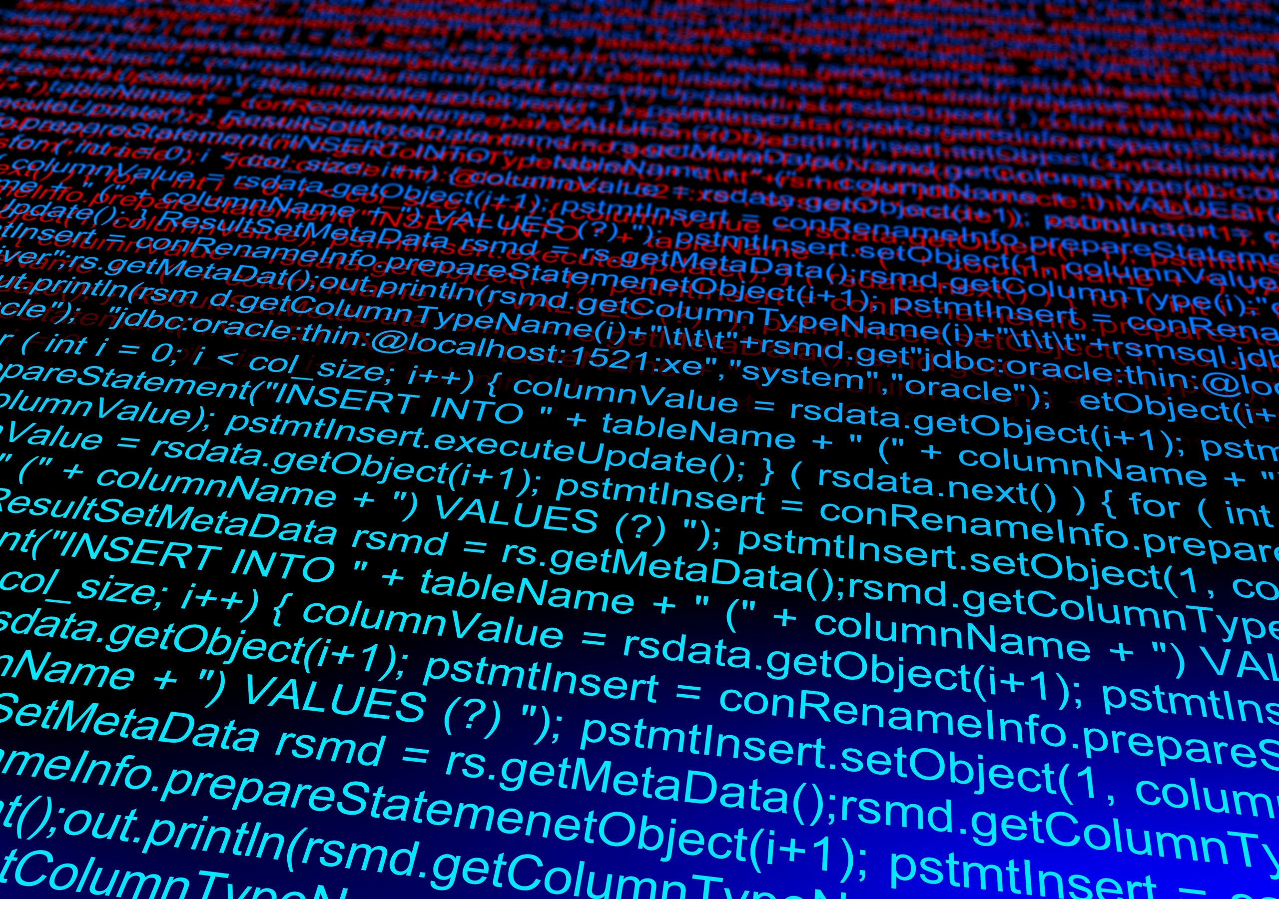 Computer data code. Abstract technology background. 3d illustration software development.